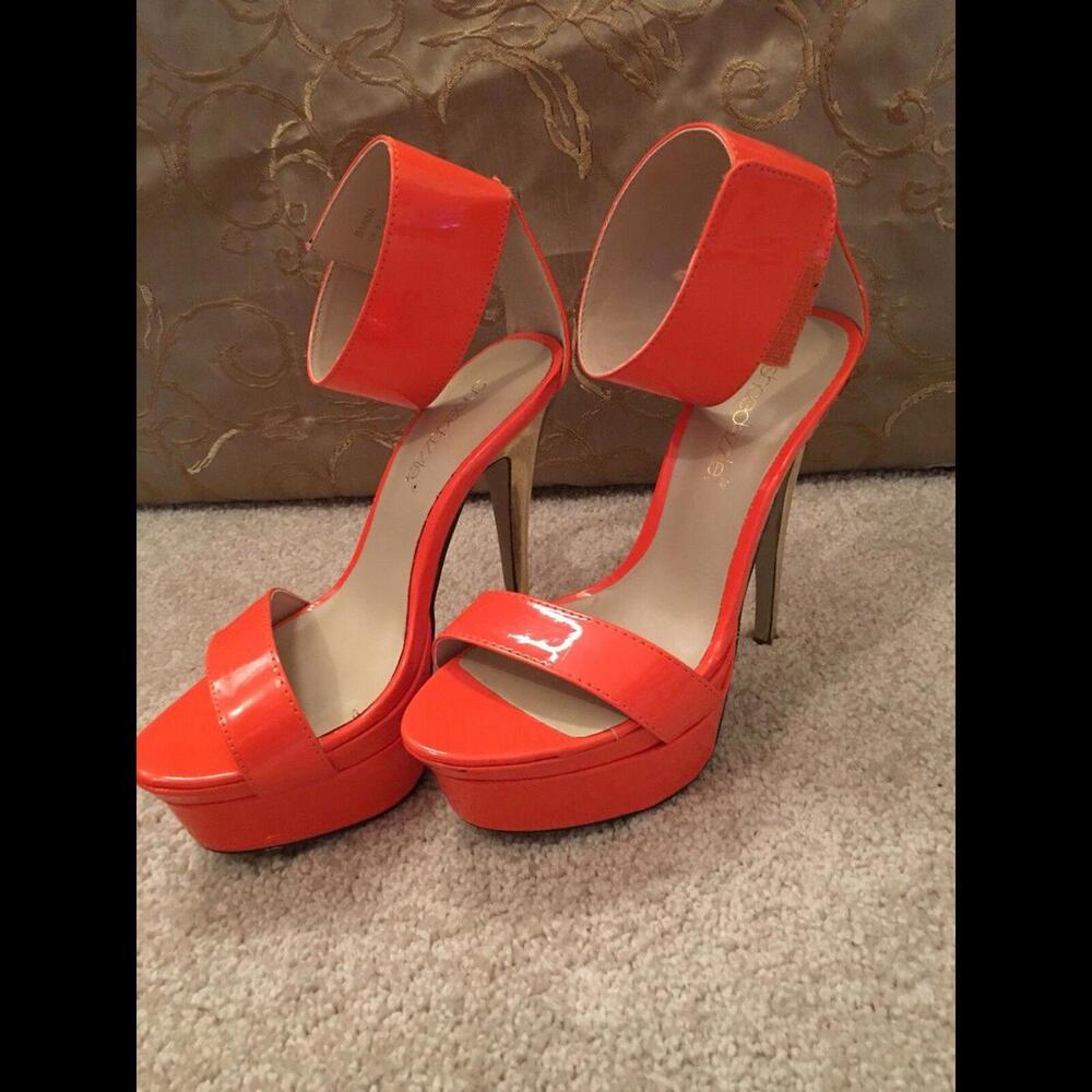 😎🧡Orange Shoedazzle 5.5 High Heels - Ankle Strap Shoes - Picture 4 of 12